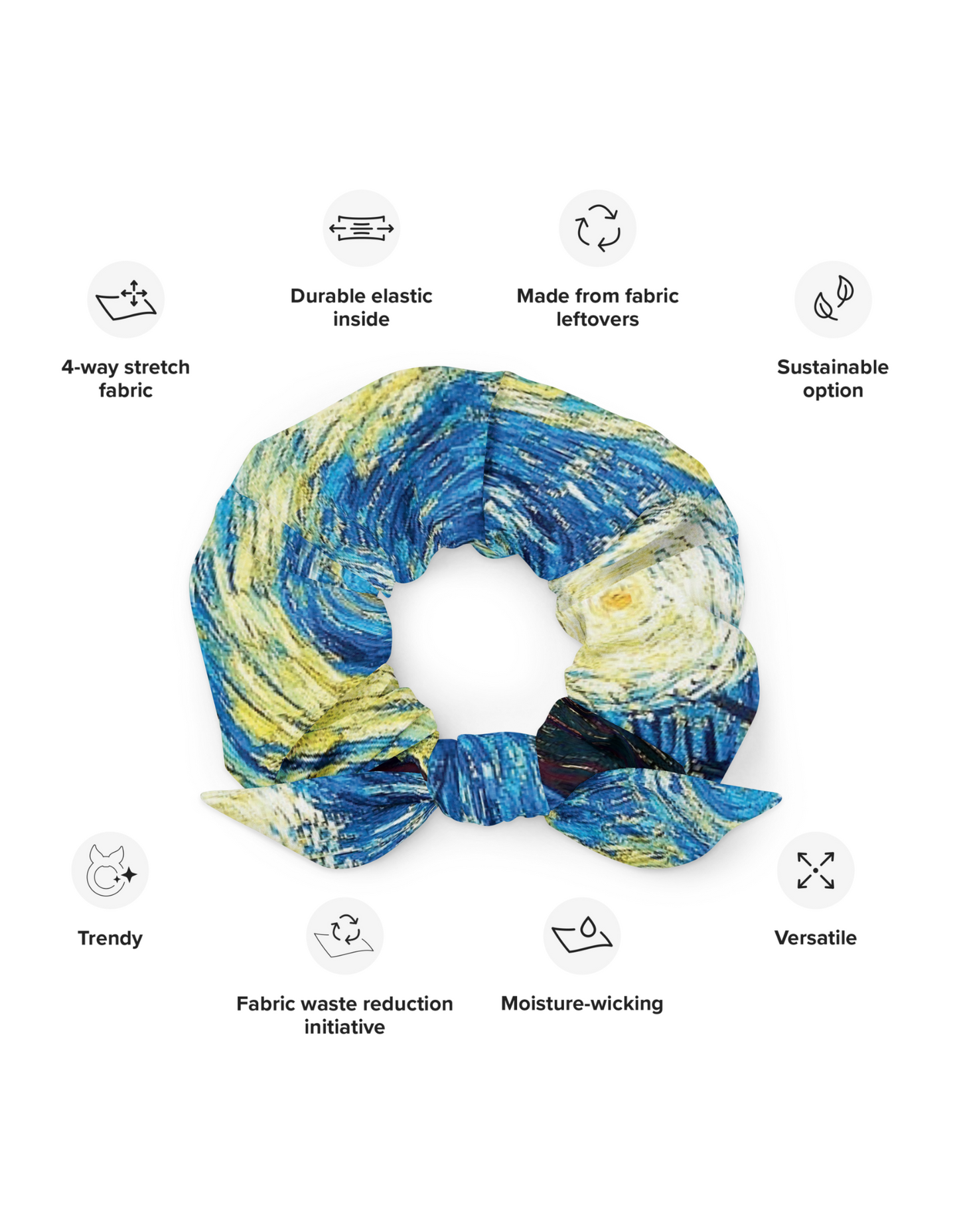 Van Gogh Inspired Starry Night Recycled Scrunchie