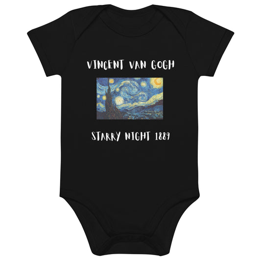 Starry Night Inspired by Van Gogh Organic Cotton Baby Bodysuit