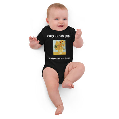 Van Gogh Inspired Sunflowers Organic Cotton Baby Bodysuit