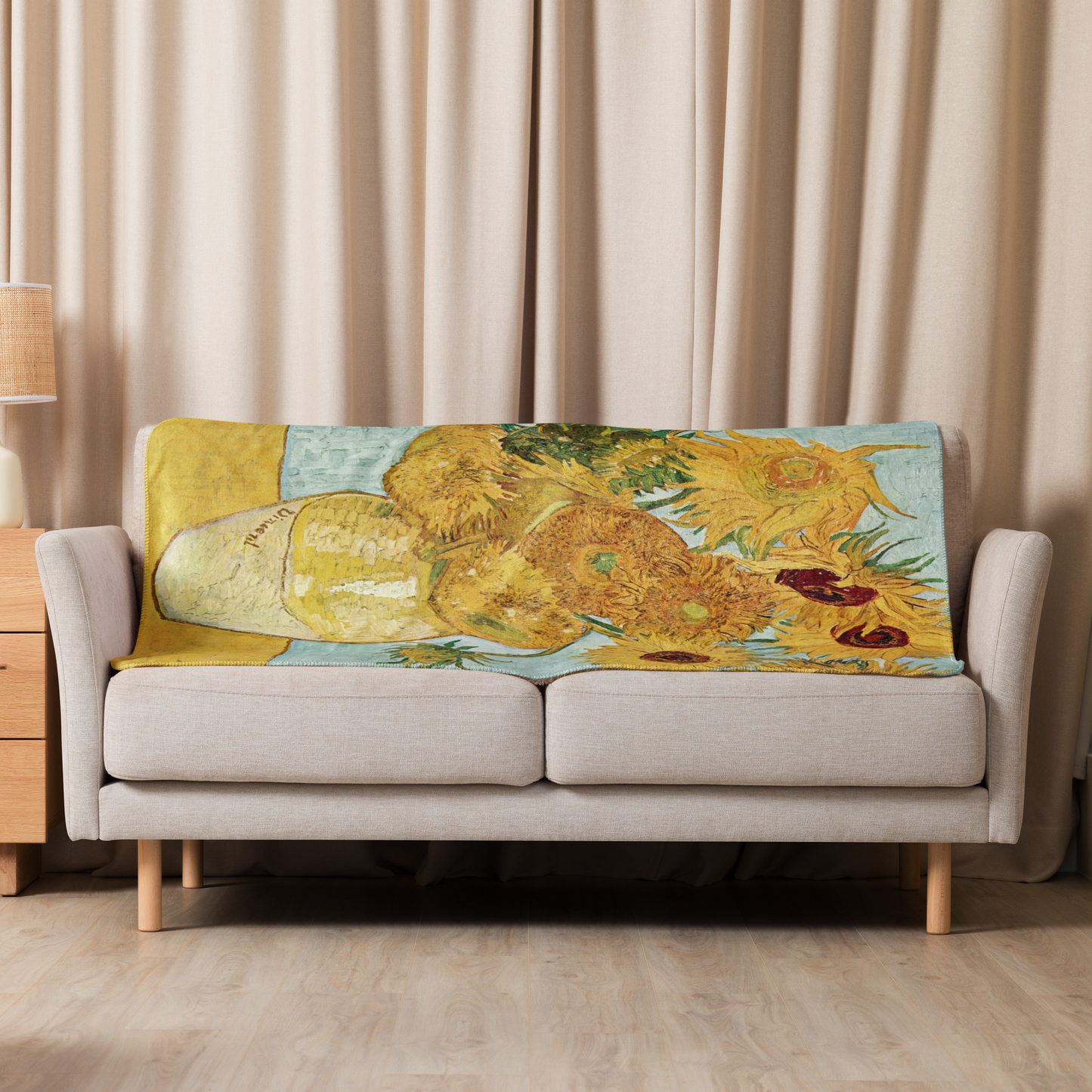 Van Gogh Inspired Sunflowers Sherpa blanket