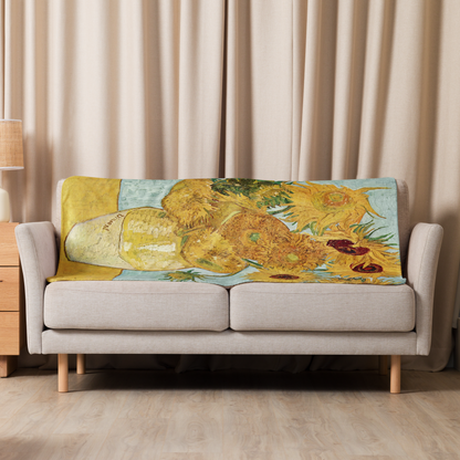 Van Gogh Inspired Sunflowers Sherpa blanket