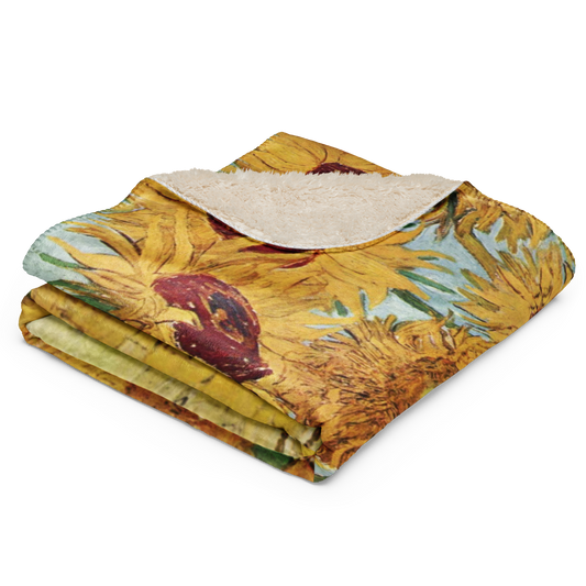 Van Gogh Inspired Sunflowers Sherpa blanket