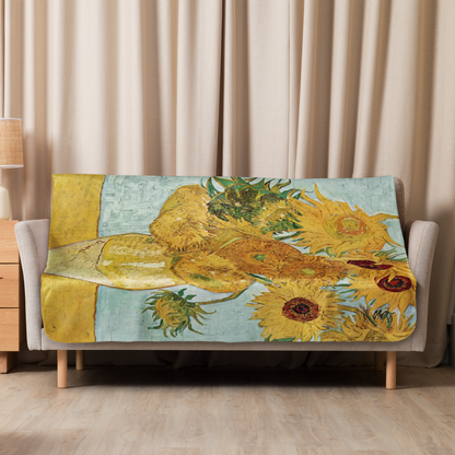 Van Gogh Inspired Sunflowers Sherpa blanket