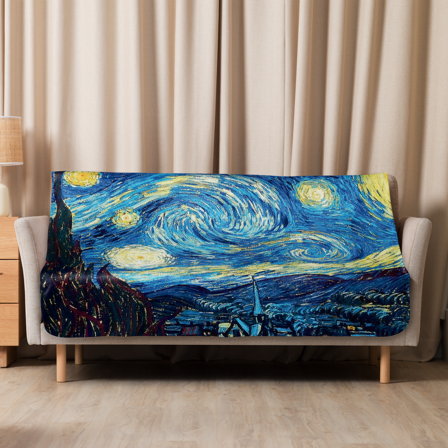 Van Gogh Inspired Starry Night Sherpa blanket